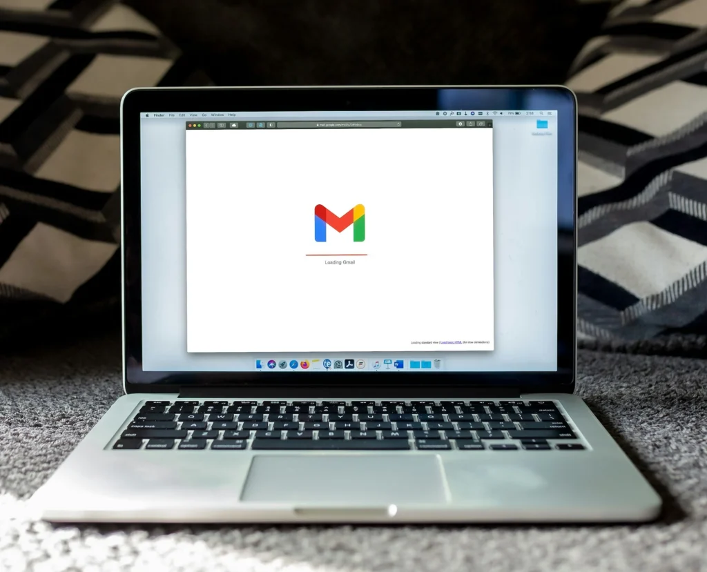 Laptop loading Google Workspace email account.
